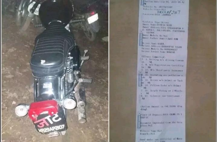 जाट को ठाट पडा महंगा,35 हजार का कटा चालान